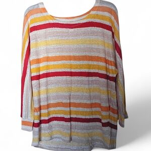 EUC‎ Coldwater Creek 100% Linen Summer Lightweight Striped Top Women's Large
